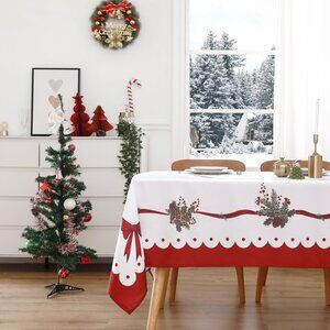 60x84 Water Resistant Polyester Tablecloth Holiday Dining Decor